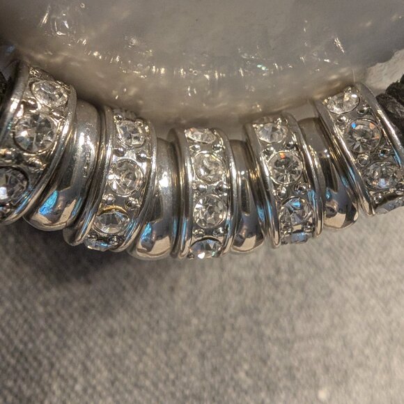 Silver Beaded Choker Necklace, seven strand - Picture 4 of 6